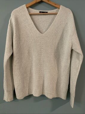 INC International Concepts V-Neck Sweater with silver thread a sequins 🪩